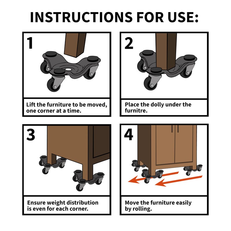Shepherd Hardware Move-It 4-Inch Steel Tri-Dolly 200-Lb Load Capacity, Black - Image 5